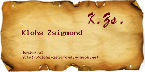Klohs Zsigmond névjegykártya